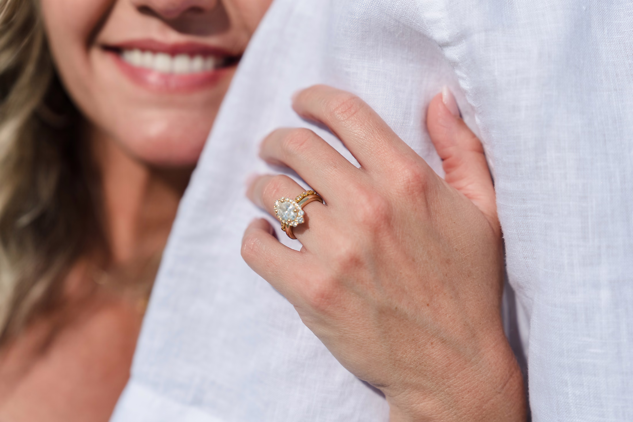 Engagement session portrait with editorial light
