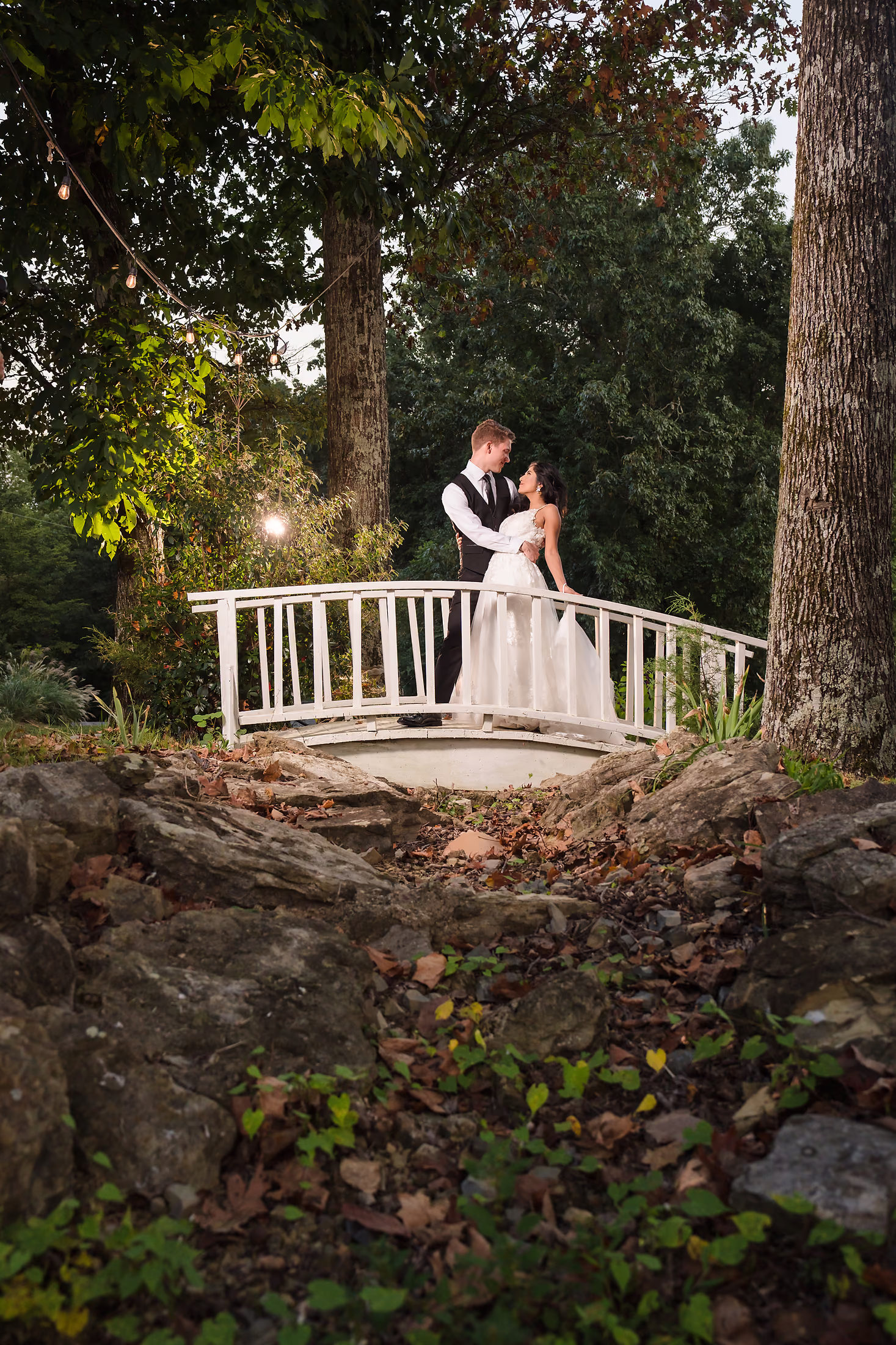 Couple sharing a calm wedding day moment