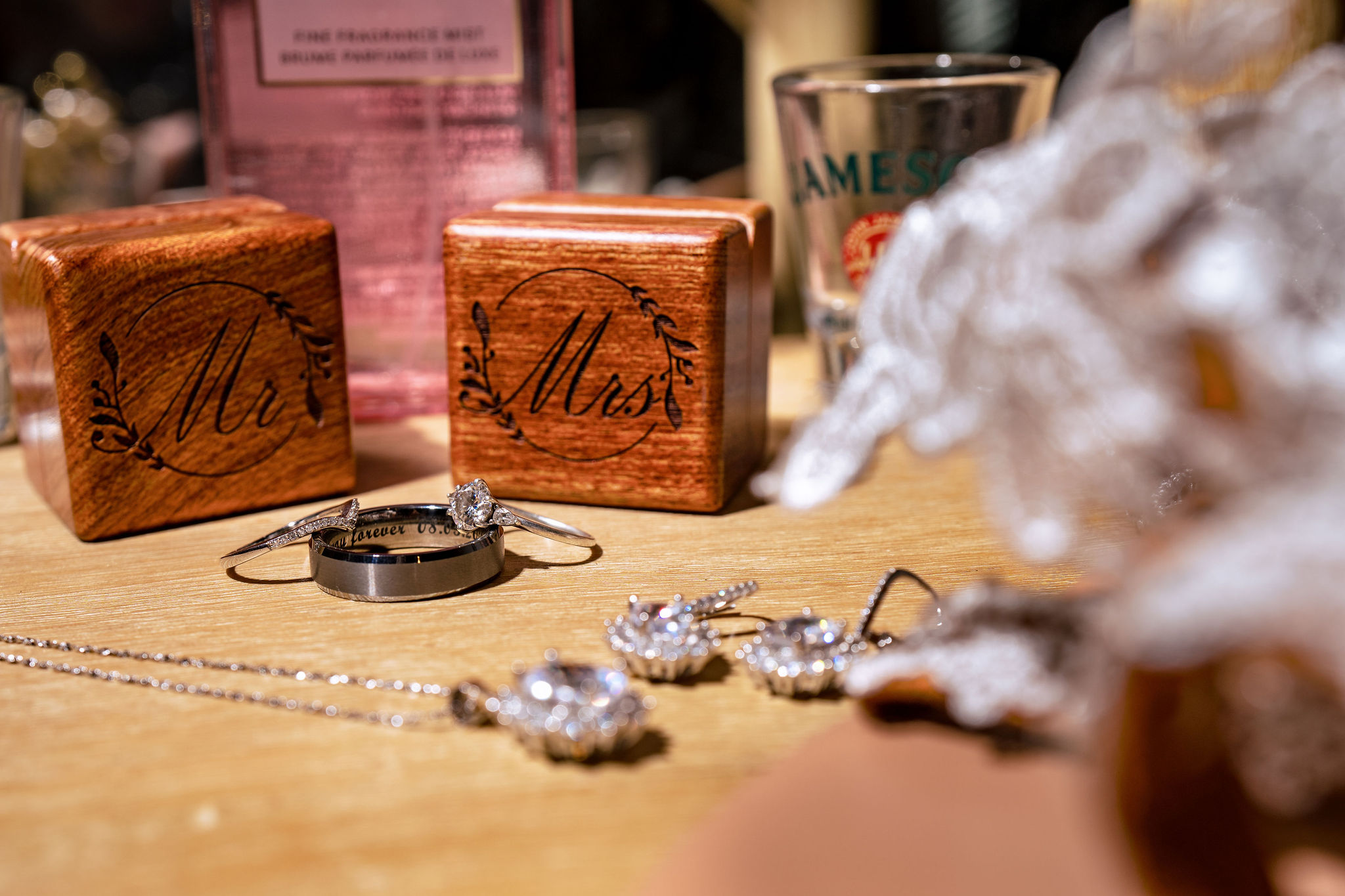 Wedding rings photographed as part of the finished story