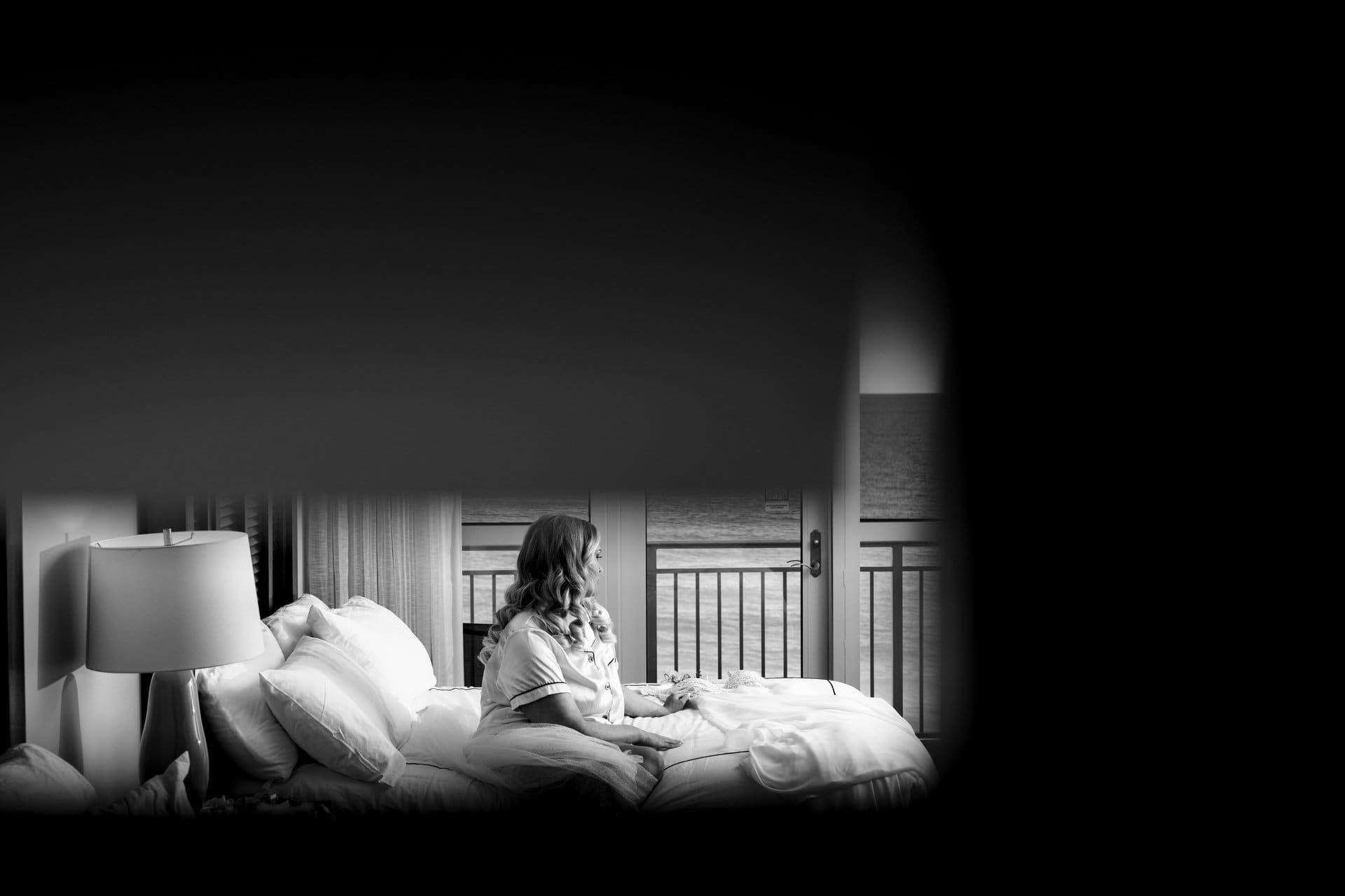 Bride getting ready for her Star Wars themed wedding at Pier Suites Pensacola Beach