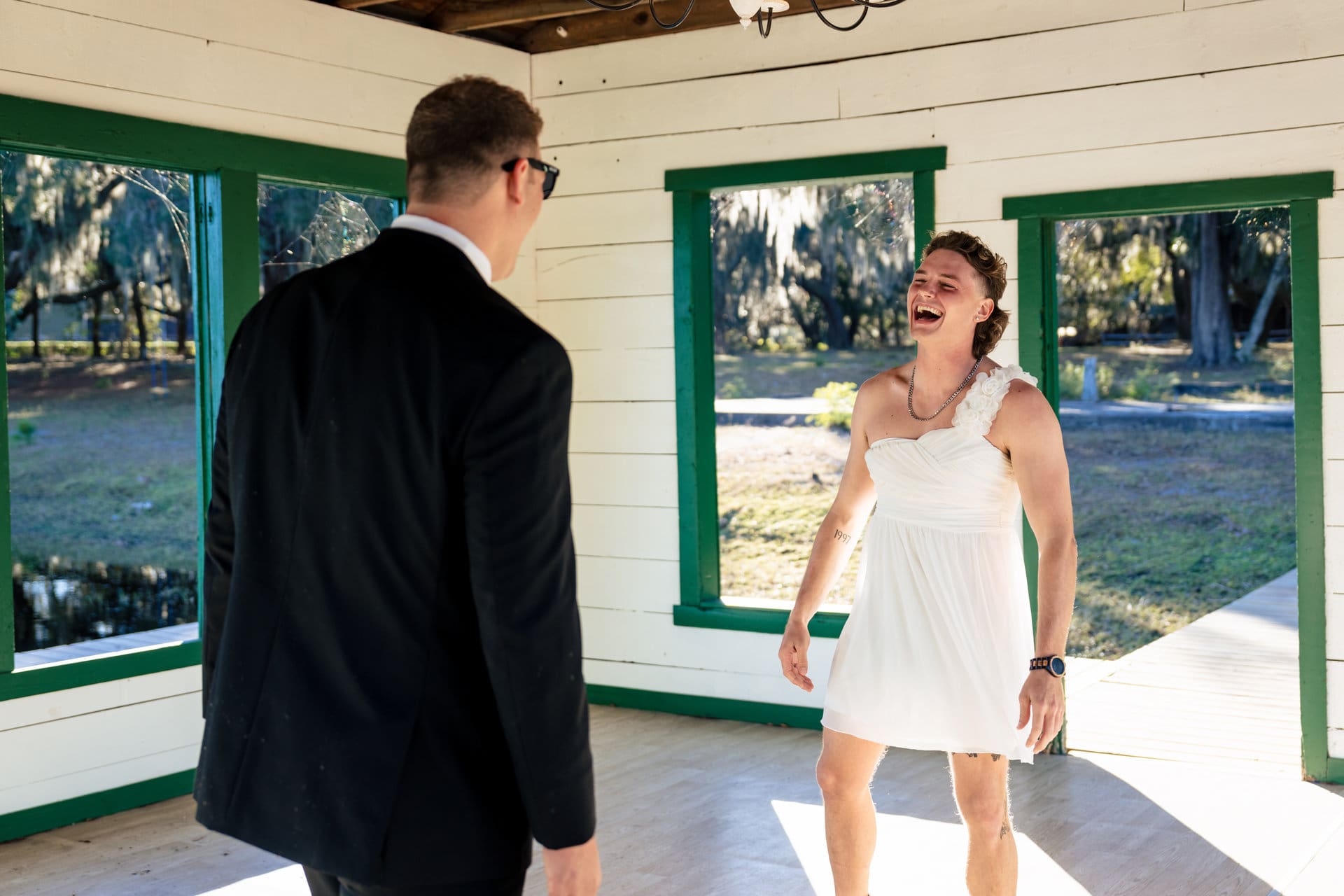 Wedding ceremony at The Barn at Crescent Lakes in Tampa Florida