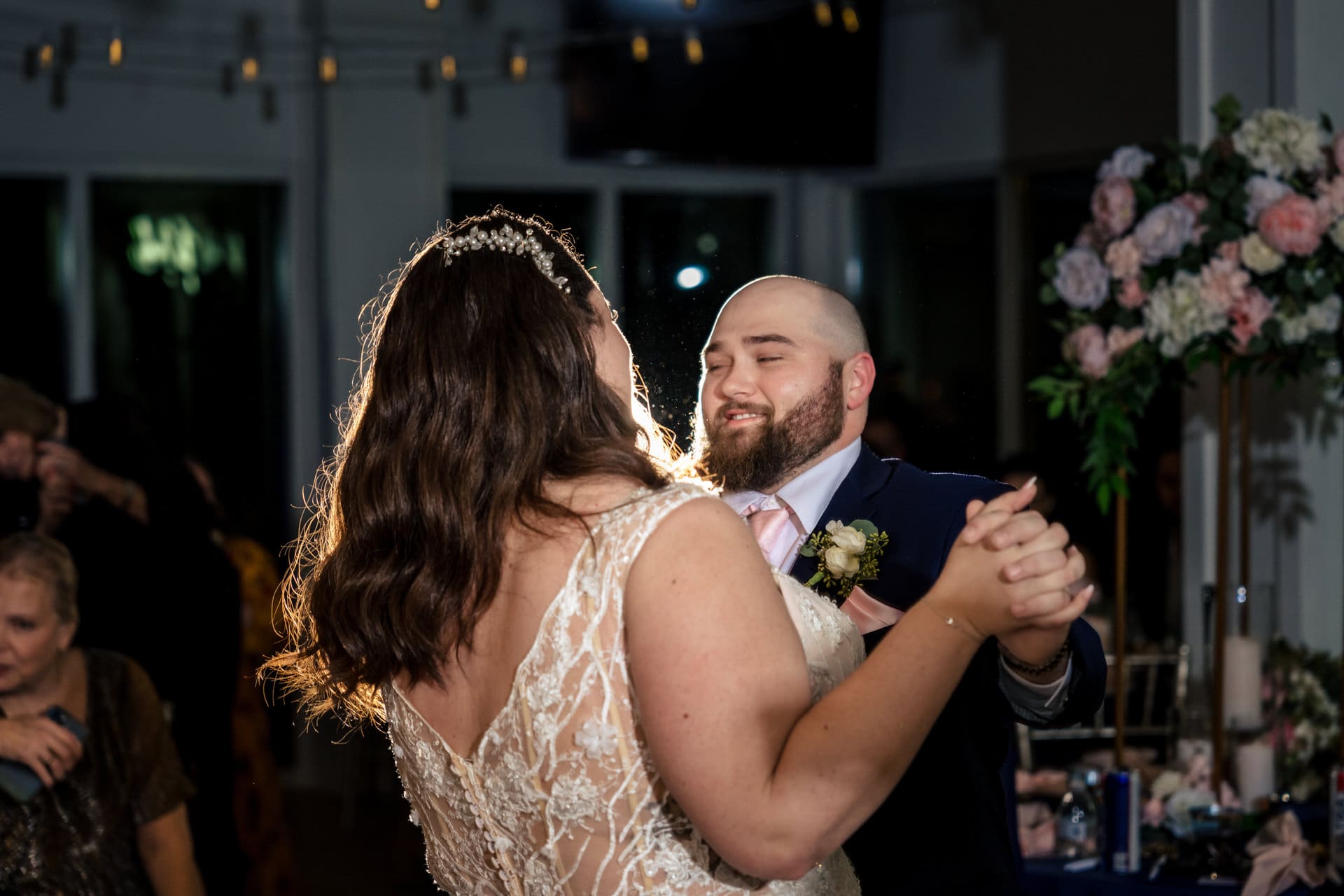 Kylie and Mitchell first dance at their Pier Suites Pensacola Beach wedding reception